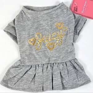 🆕 Juicy Couture Dog Bling Tee Ruffle Tutu NEW Hearts Gray NWT Legally Blonde